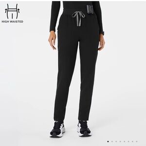 Figs Black High Waisted Bristol Slim Tapered Scrub Pants XS Petite